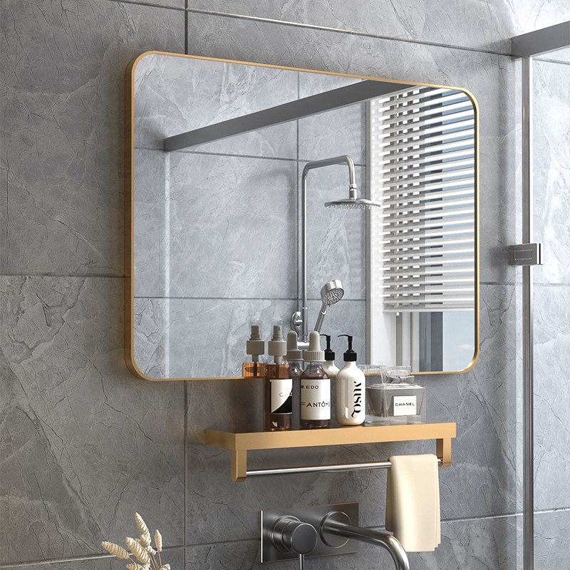Light Extravagant Bathroom Mirror Hanging wall Makeup Room Home With Shelf Rental House Toilet Makeup Square Mirror Free