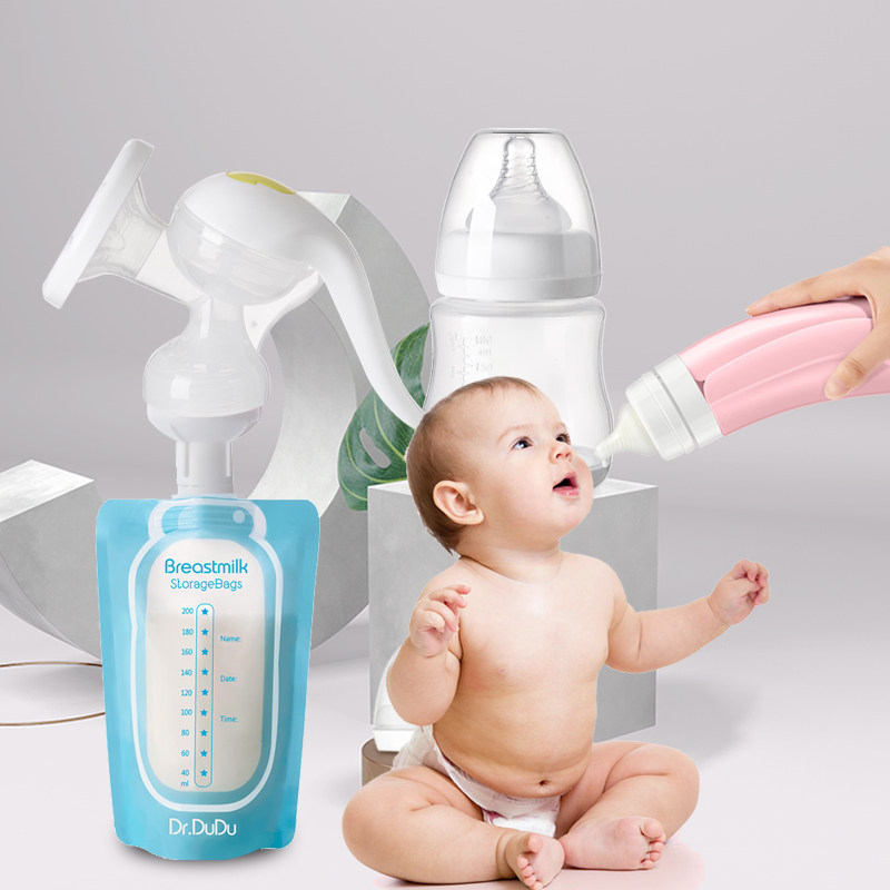 USA Dr DuDu Breast Milk Storage Bag Manual Breast Pump Bottle shell Portable All-in-one Feeding Set