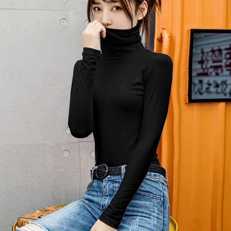 Autumn and winter high-neck bottoming shirts women's fleece and thickening to keep warm 2022 new women's clothing Western style with cotton turtleneck