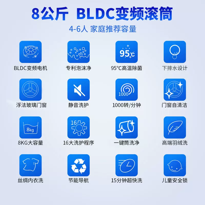 Panasonic/Panasonic new product BLDC variable frequency fully automatic drum washing machine 8 kg Energy-saving navigation
