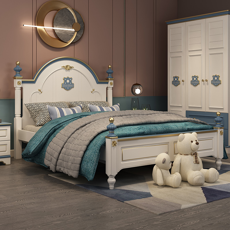 Child Bed Boy Single Beds 1 5 m Light Lavish Bedroom Teen Bed American Aristocratic Children House Furniture Suit