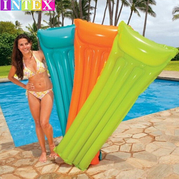 INTEX fluorescent thickened floating lined up inflatable deckchair baby leaning on the bed child water Drift tools