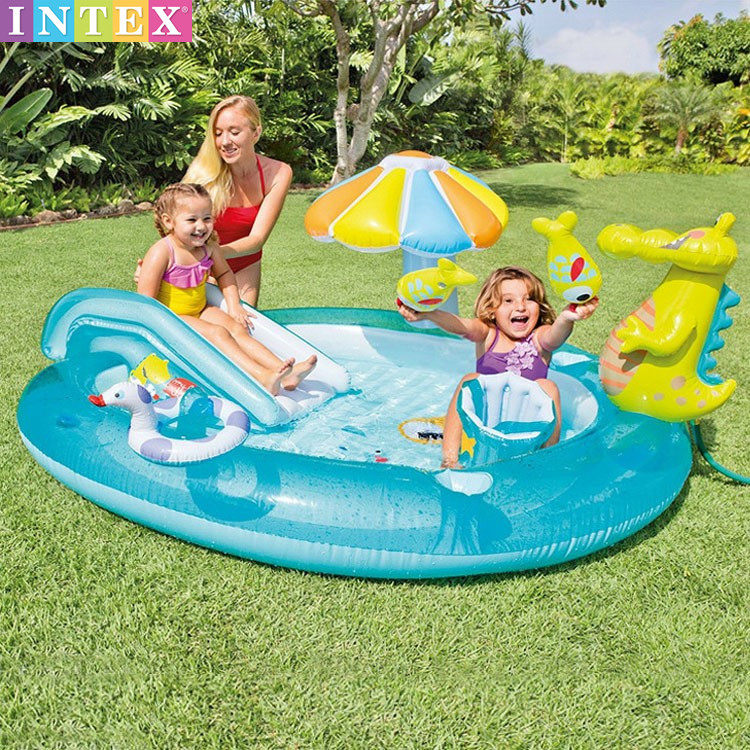 INTEX large cartoon crocodile pool spray shower children baby inflatable swimming pool home outdoor ball pool