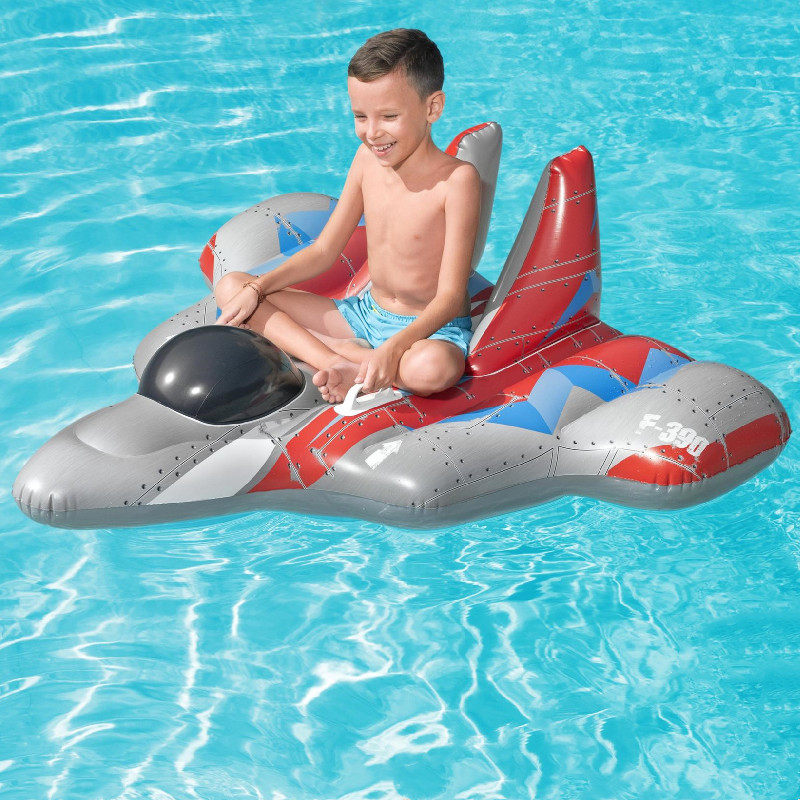 Bestway Thickened Fighter spaceship sitting on a floating bed Children's water inflatable swimming circle baby aircraft sitting lap