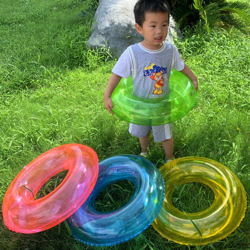 New children's solid color swimming ring, children's water inflatable floating ring lifebuoy ring, 3-6 years old performance activity props