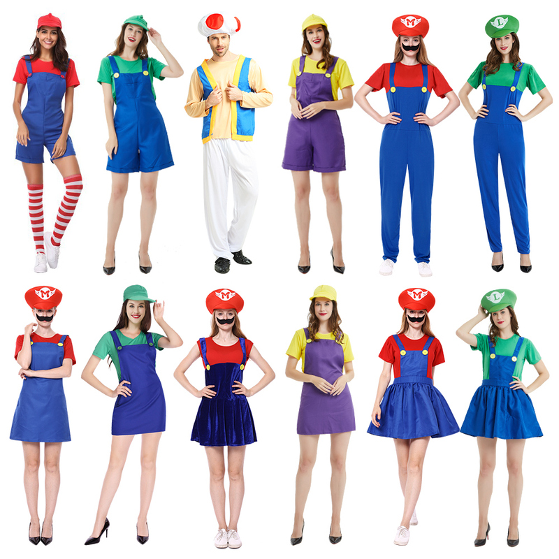 Mario Costume for Halloween, Adult Cosplay, Super Mario Outfit, Parent-Child Cartoon Role-Playing Costume Mario Costume for Halloween, Adult Cosplay, Super Mario Outfit, Parent-Child Cartoon Role-Playing Costume