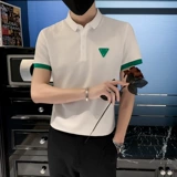 Трендовая футболка polo, популярно в интернете, короткий рукав, облегающий крой