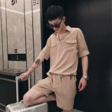 Летний спортивный костюм для отдыха, рубашка, летняя одежда, комплект, в корейском стиле, популярно в интернете