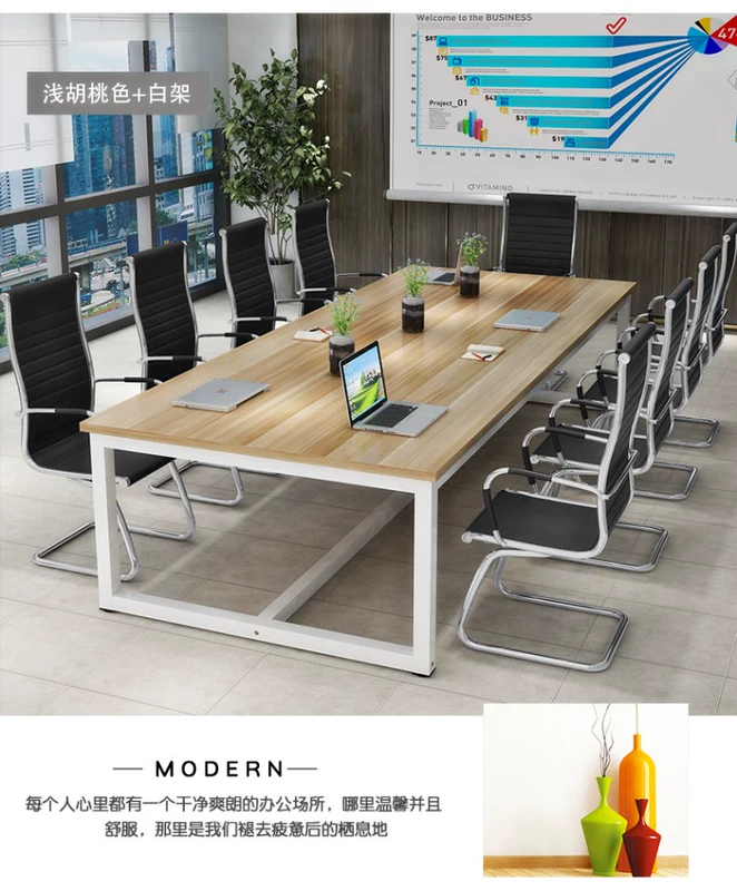 Bàn dài bàn đơn giản hiện đại đào tạo bàn đàm phán và ghế kết hợp đơn giản bàn hình chữ nhật hội nghị bàn lớn - Nội thất văn phòng