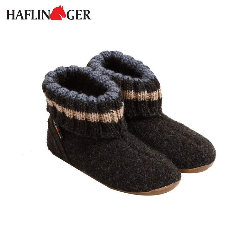 Haflinger German Imported Pablo Classic Solid Color High-Top Wool Children's Slippers with Covered Heels for Home Use