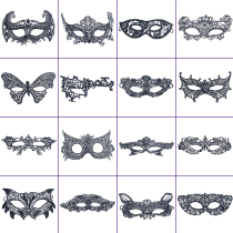 Halloween Masquerade Sexy black lace mask headdress party fun hollow out adult female half face blindfold