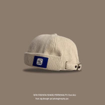 Hong Kong Japanese retro melon cap corduroy landlord hat mens and womens spring and autumn brimless hip-hop hat trendy brand