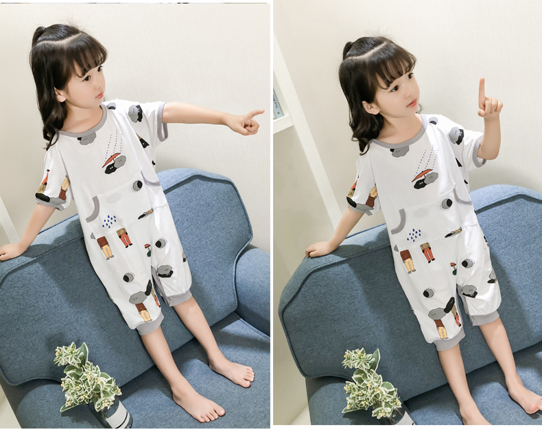 Cô gái nhà dịch vụ mùa hè quần áo bé mùa hè phần mỏng bông con chống- bụng mát mẻ điều hòa không khí quần áo trẻ em một mảnh đồ ngủ áo khoác dày cho bé mùa đông