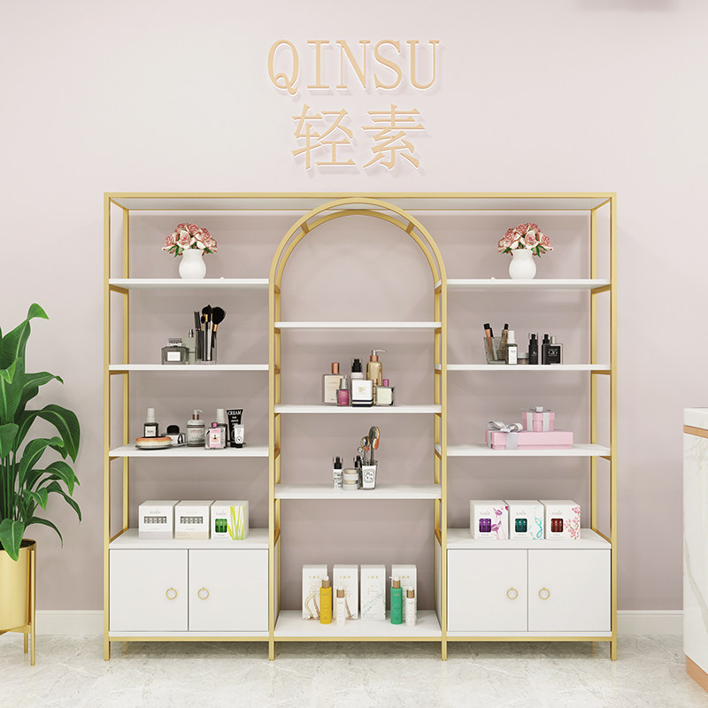 Cosmetics Show Shelf Display Cabinet Beauty Salon Skin Care Products Shelving Shelves Nordic Light Lavish Medecor Store storage cabinets