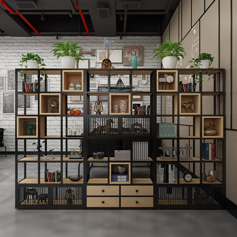 Iron rack office partition storage cabinet dining room screen flower rack storage rack home living room bookshelf combination