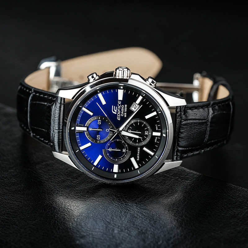 Мужские часы Casio из натуральной кожи Blue Angel Ocean Heart, модные повседневные немеханические электронные часы EFB-530