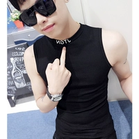 Mùa hè nam tay không tay áo thun nam xã hội bó sát vest mồ hôi vest tóc stylist đêm trường Slim đáy áo thun 3 lỗ nam
