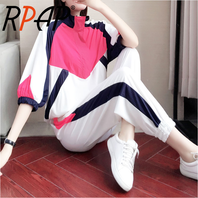 RPAP light luxury brand sports and leisure suit women's new loose Korean fashion three-point sleeve sweater two-piece tide
