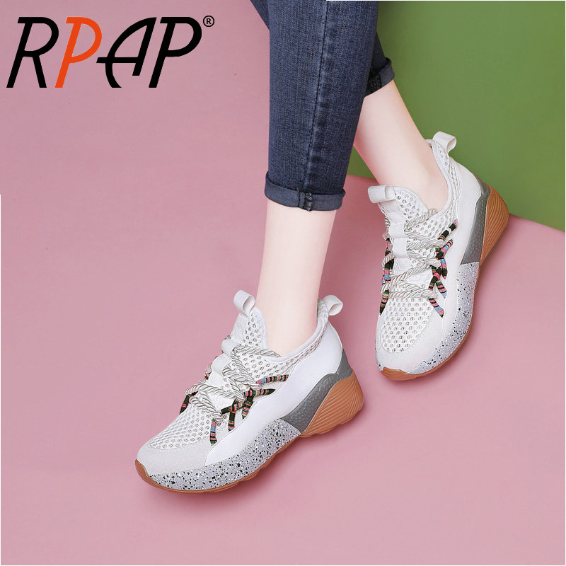 RPAP light luxury brand sports shoes women's inner high-rise new year casual thick bottom white mesh breathable dad shoes