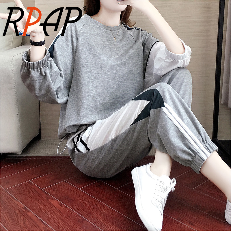 RPAP light extravagant brand travel sport suit women loose round collar blouses foreign bouquet leggings pants travel set ladies