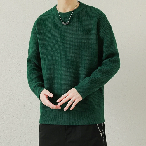 Красный чай улун Да Хун Пао, мужской демисезонный однотонный трикотажный свитер, свободный крой, увеличенная толщина