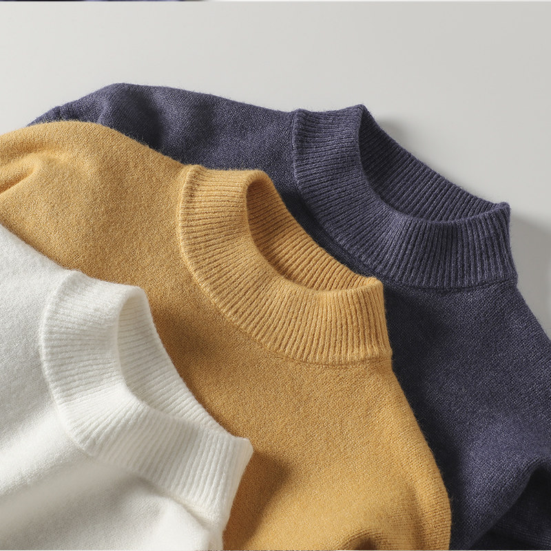 Autumn and winter half turtleneck sweater men's Korean version loose bottoming sweater all-match mid-neck solid color trend sanitary clothing