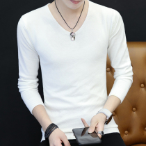 2021 autumn new sweater mens long sleeve mens V-neck knitwear sweater solid color base shirt clothes trend