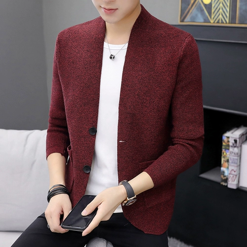 Мужской тонкий весенний кардиган, осенняя универсальная куртка, свитер, костюм, облегающий крой