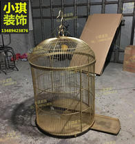 Wrought iron large parrot birdcage villa starling tiger skin thrush hibiscus embroidered eyes outdoor large peacock bird cage