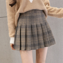 Woolen dress children Spring and Autumn high waist Joker pleated skirt a short skirt plaid skirt winter sweater winter skirt