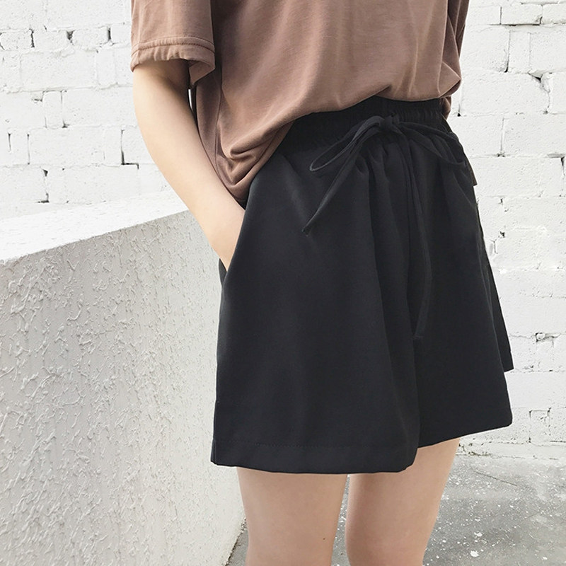 Large size Sizes Wide Leg Shorts Women Summer 2022 New Black Loose Casual High Waist A Character Sports Women Pants Thin outside wearing