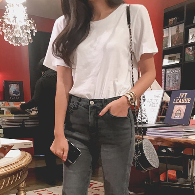 Pure White Xinjiang long staple cotton T-shirt female summer 2021 new short sleeve cotton loose half sleeve body shirt tide