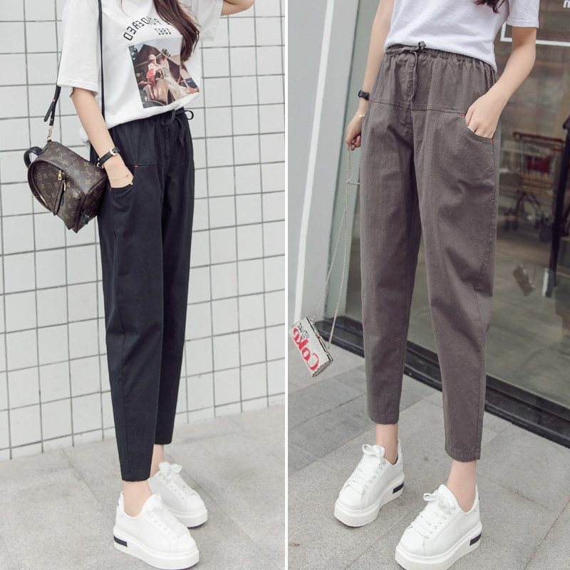 Black 90% Pants Children Loose Spring Autumn 2021 Students Han Prints Casual 100 Hitch Slim Kharen Pants