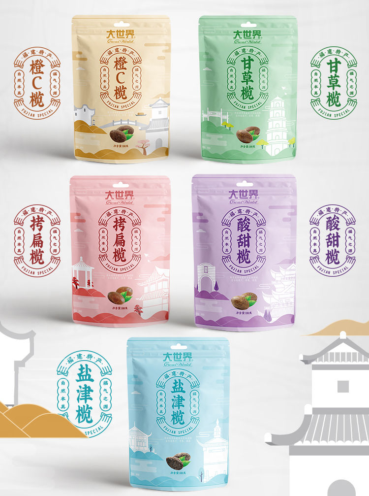 Fujian Specialty World Olive Fruit Snacks Candied Fruit Snacks Internet Celebrity Snacks 75g Combination