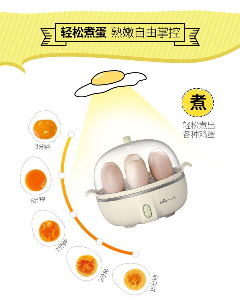 Gấu nồi tự động tắt nguồn tự động hấp trứng đôi hấp trứng nhỏ 羹 1 người ăn sáng máy tạo tác - Nồi trứng nồi hấp philips hd9140