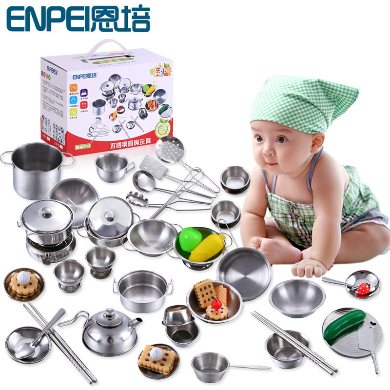 Mini kitchen set of cooking Cooking Fast Hand in the same size casserole chicce See the kitchen simulation cutlery Toys