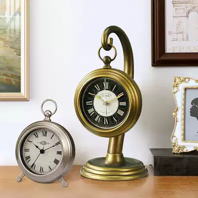European-style retro mute table clock American living room desktop clock creative clock Home decoration alarm clock sitting clock