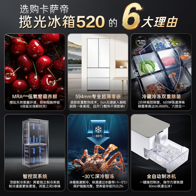 卡萨帝BCD-520WGCFDMGCTU1(白)冰箱图片