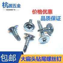 Cross large flat head with cushion country Peuvao Division drill tail large round head self-tapping self-drilling M4 2 color steel tile dovetail screw