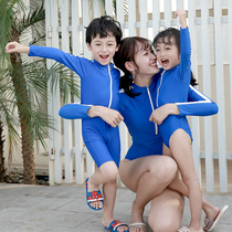 New parent-child swimwear female one-piece swimsuit long sleeve sunscreen quick-drying girl swimsuit student children swimsuit
