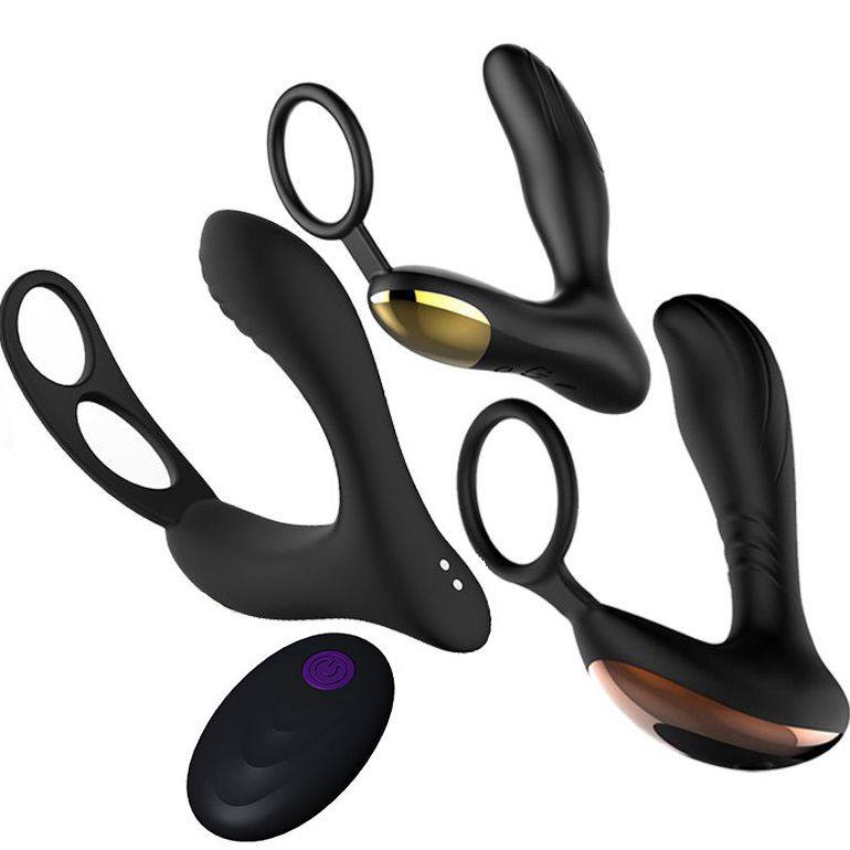 Charging man with button G point remote control rear bench massager Silicone Anal Plug Sex Toy Shake Lock Fine Ring Prostate