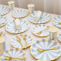 Disposable birthday cake tableware childrens birthday arrangement theme paper cup dessert table party decoration supplies