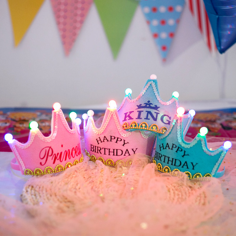 Baby birthday crown hat will glow Children's hat Birthday party party decoration cake hat decoration