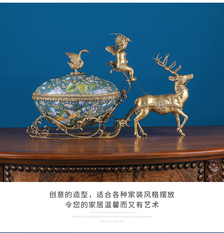 Furnishing articles household act the role ofing is tasted high - grade copper with porcelain deer cart store content box cover European American villa living room porch decoration