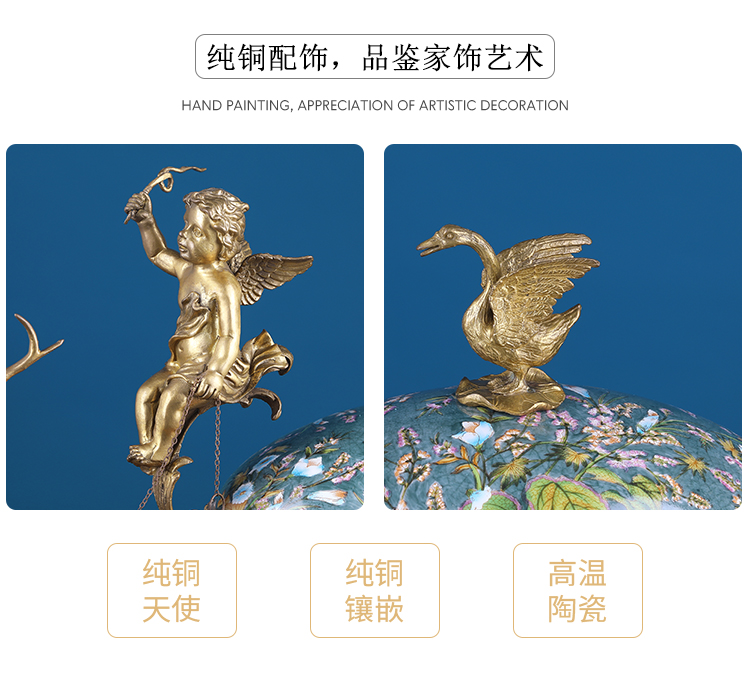 Furnishing articles household act the role ofing is tasted high - grade copper with porcelain deer cart store content box cover European American villa living room porch decoration
