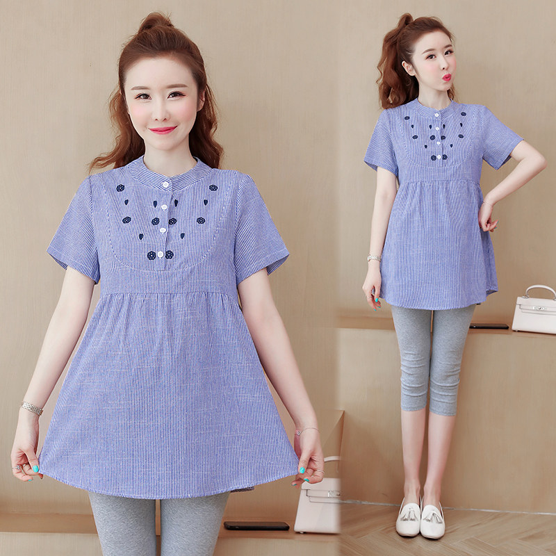 Pregnant Woman Summer Clothing Suit Out of Summer Ocean Dress Foreign Style Fashion Gestation Women's Fashion with Spicy Mother Personality Spring Summer Loaded Clothing