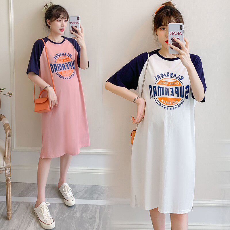 Pregnant woman dress summer dress 2022 new knee T - shirt Summer dress suit summer dress