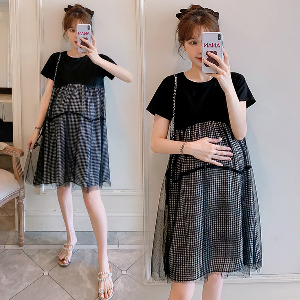 Maternity dress summer dress top 2022 new Korean version loose fashion maternity dress summer suit summer skirt