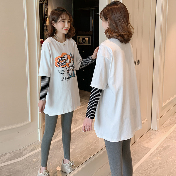 Pregnant Woman Spring Dress Jacket Fashion style suit small sub long sleeve T-shirt Spring autumn medium long version easy to beat undershirt autumn