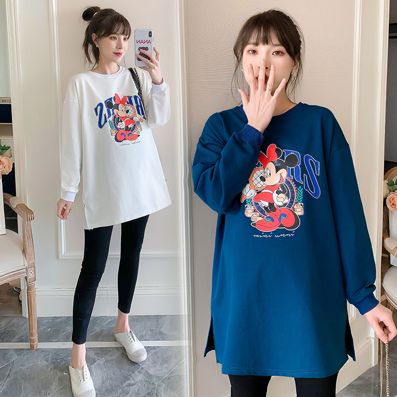 Pregnancy Woman Clothing Autumn's net red suit 2022 new loose gestation women dress blouses T-shirts women's bottom-shirts